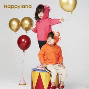 韩国TOP童装品牌，Happyland 男女童2019秋季新款卡通摇粒绒连帽外套 多色