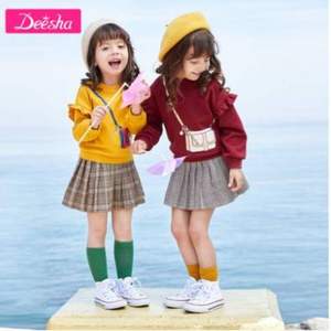 Deesha Mini 笛莎 秋冬新款女童長(zhǎng)袖加絨衛(wèi)衣（90~140碼）多款