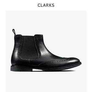 限UK9.5碼，Clarks 其樂 Ronnie Top 男士真皮雕花切爾西短靴