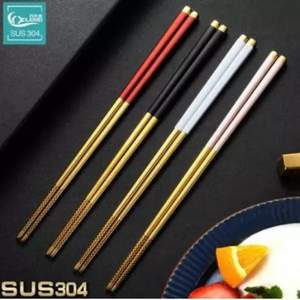 西来美 德国304高端不锈钢网红筷子2双装 多色