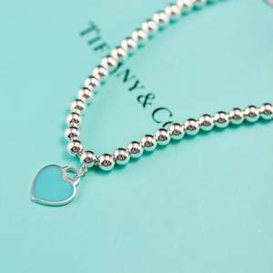 Tiffany&Co 蒂芙尼 心形镶蓝珐琅珠式手链 26659604 