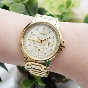 Citizen 西鐵城 Silhouette系列 FD2042-51P 鑲水晶三眼計時光動能女表 $104.49（需用碼）