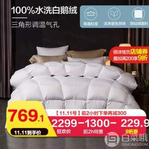 LOVO家紡 90%白鵝絨被  220*240cm 填充1100g