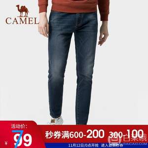 CAMEL 骆驼 男士 弹力宽松 加绒牛仔裤