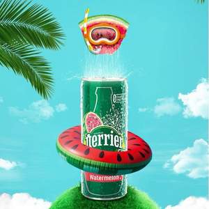 Perrier 巴黎水 氣泡礦泉水 西瓜味 250ml*30罐*3件 