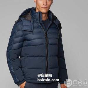 庫存淺！BOSS Hugo Boss 雨果·博斯 Olooh 男士防潑水連帽棉服夾克  L碼