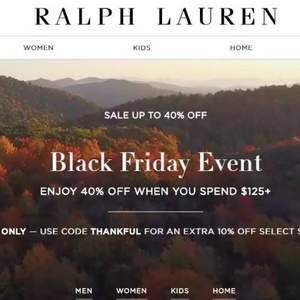 比黑五给力，Ralph Lauren 拉夫劳伦美国官网 网络周一大促 全场满$125额外6折 毛衣/抓绒外套/T恤再85折