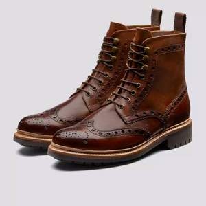 英伦手工鞋，Grenson Fred Hand 男士布洛克雕花皮靴 2色