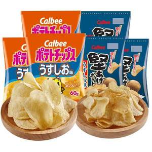 Calbee 卡乐比 日本进口 经典淡盐味薯片60g*6包