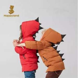 韩国TOP童装品牌，Happyland 男女童中长款卡通小恐龙羽绒外套 3色
