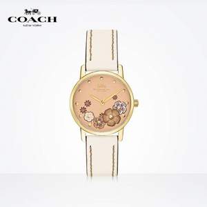 COACH 蔻馳 GRAND系列 女士牛皮茶米色石英手表 14503059