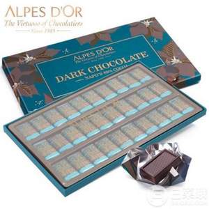 瑞士进口，Alpes d'Or 爱普诗 85%可可脂纯黑巧克力礼盒 135g*6