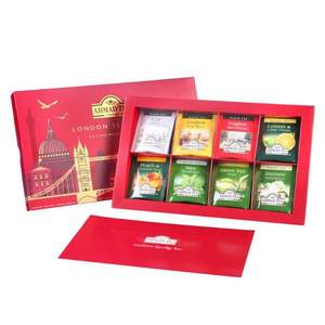 英国进口，AHMAD TEA 亚曼 伦敦精选茶叶40包礼盒装（2g*5袋*8种） +凑单品