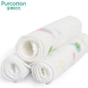 Purcotton 全棉时代 婴儿纱布口水巾 32*32cm 3条 *5件