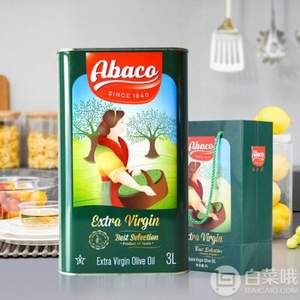 酸度<0.5%，西班牙進(jìn)口 Abaco 佰多力 特級(jí)初榨橄欖油3L/桶*2