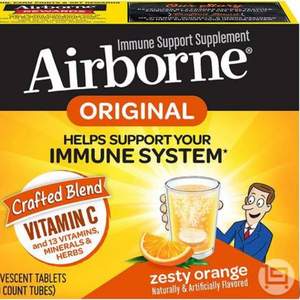 增强免疫力，Schiff 旭福 Airborne 橙味维生素C泡腾片30粒 