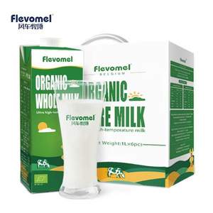 荷兰进口，Flevomel 风车牧场 有机脱脂 高钙纯牛奶1L*6盒