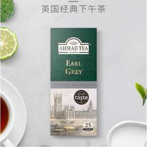 英国进口，AHMAD TEA 亚曼 格雷伯爵红茶茶包 2g*25袋*4件