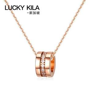 新加坡设计师品牌， LUCKY KILA 三环镶钻石18K镀金锁骨项链