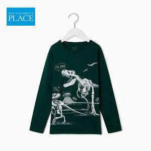 北美童装TOP品牌，The Children's Place 2020年新款男童纯棉恐龙长袖T恤（110~150码） 3色
