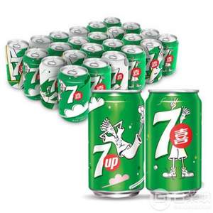 限地区，七喜 7up 柠檬味 汽水碳酸饮料 330ml*24瓶*4件