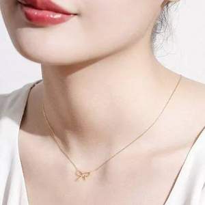 日本独立设计师珠宝品牌，IL&Co 925银蝴蝶结锁骨链 主钻0.5分 附GIC证书