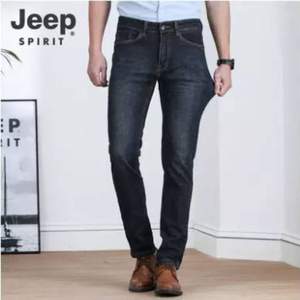 JEEP SPIRIT 男式春夏薄款彈力高腰直筒牛仔褲 3款