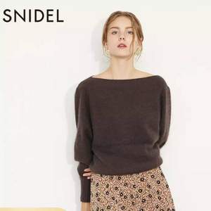 Snidel 女士一字领纯色针织毛衣 SWNT195084