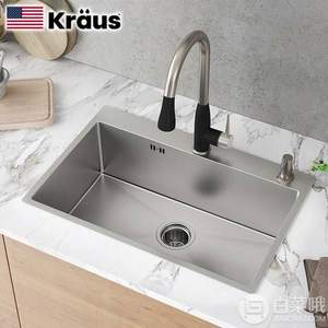 Kraus 克劳思 CKHT100-2718 台上式不锈钢手工单盆厨房水槽