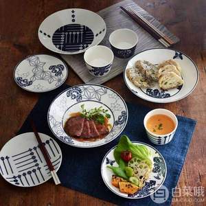 <span>再降￥52新低！</span>Narumi 鸣海 Kioi纪尾井系列 日式陶瓷汤盘面碗汤盅9件套装 41683-33423