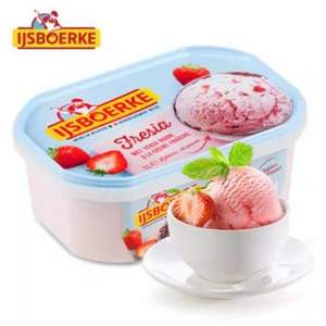 比利时国民品牌，IJSBOERKE  爱诗冰客 香草/草莓/巧克力味冰淇淋桶装1L 赠松露冰淇淋55g