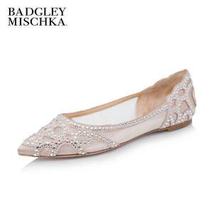 US 5码，Badgley Mischka 巴吉利·米诗卡 Gigi 女士镂空水钻尖头平跟单鞋