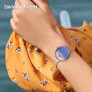 七夕礼物，Daniel Klein DK11982 蔚蓝海域简约时尚女表 两色 赠贝母手链