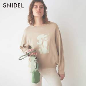2020年春款，Snidel 女士logo落肩泡泡袖圆领卫衣SWCT201104 