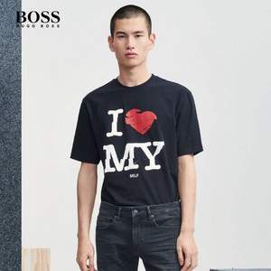 L码，BOSS Hugo Boss 雨果·博斯 男士印花圆领T恤 50416602