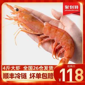 菜帮 特大阿根廷红虾 L2（17~19cm） 净含量4斤