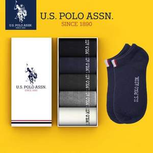 U.S. Polo Assn. 美国马球协会 男士棉质船袜5双