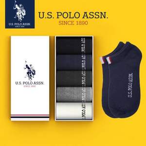U.S. Polo Assn. 美國馬球協(xié)會 男士棉質(zhì)船襪5雙