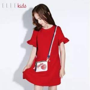 2020年夏季新款，ELLE kids 女童荷叶边短袖连衣裙 3款3色