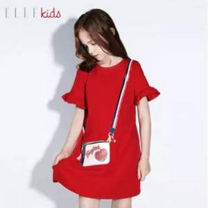 2020年夏季新款，ELLE kids 女童荷葉邊短袖連衣裙 3款3色