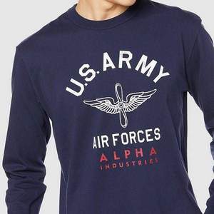 M碼，Alpha Industries 阿爾法工業(yè) U.S. ARMY AIR FORCE 男士印花長(zhǎng)袖T恤 TC1375
