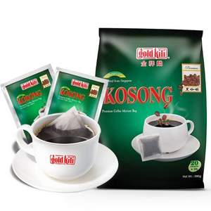 新加坡进口，Gold Kili 金祥麟 袋泡式研磨无糖低脂纯黑咖啡200g（20g*10袋）*2件