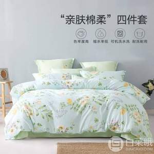水星家紡 百麗絲 純棉斜紋印花四件套 伊人芳軒 1.8米  