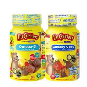 L'il Critters 麗貴 兒童復(fù)合維生素70粒+魚油DHA軟糖 60粒裝 *7件