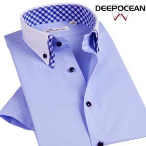 日本FLEX旗下品牌，DeepOcean 深海 新疆长绒棉 男士夏季免烫半袖衬衫 多色