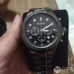 Bulova 寶路華 98D142 三眼計時鑲鉆石英男表
