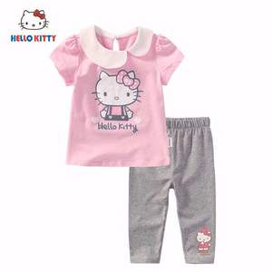 HELLO KITTY 夏裝女童短袖T恤七分褲兩件套 多色