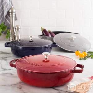 直降￥72！法国国宝级 Staub 珐宝 40511- 472-0 圆形带盖铸铁砂锅 28cm