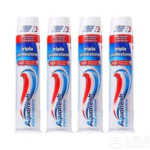 Aquafresh 真空按压直立式三色立体牙膏100ml*4支装