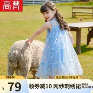 高梵 2020年新款小雏菊刺绣多层网纱公主裙（100~160码）2色